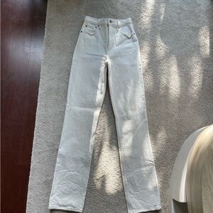 Abercrombie White high waisted straight jeans